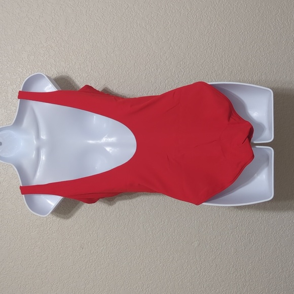 Athleta bright red one piece low back ribbed swimsuit - Picture 4 of 8